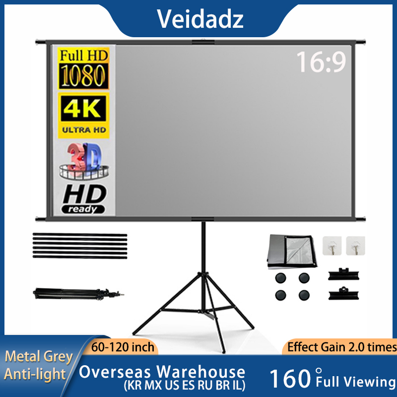 Projector Screen 100 Inch - VEIDADZ Projector Screen With Stand Metal