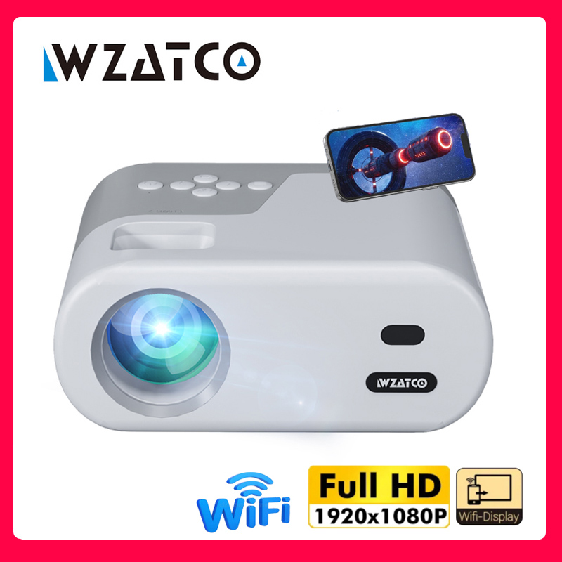Projector Screen 100 Inch - WZATCO DP02W Mini Projectors WiFi 5