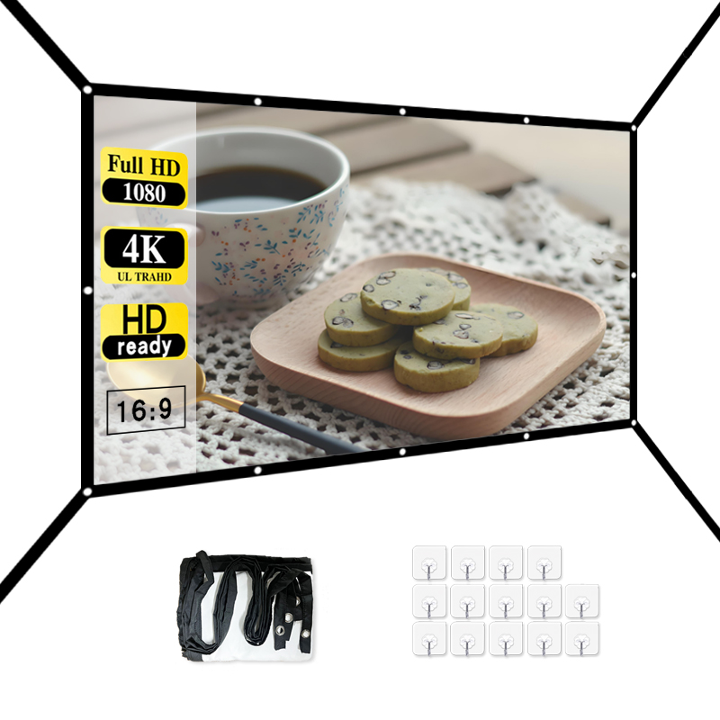 16: 9 Portable Foldable White  - Projector Screen 100 Inch 评论和价格