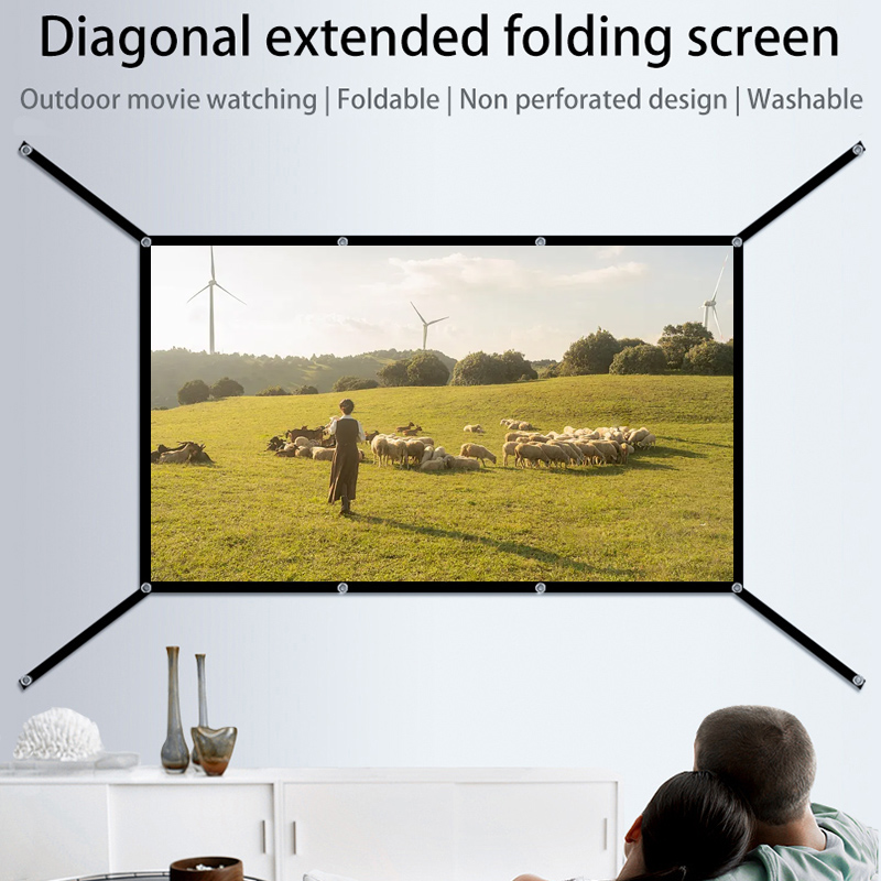 16: 9 Portable Foldable White  - Projector Screen 100 Inch 评论和价格
