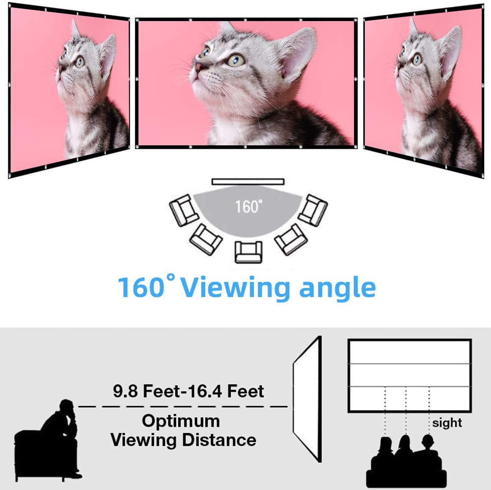 VEIDADZ 60-200 inch Portable F - Projector Screen 100 Inch 评论和价格