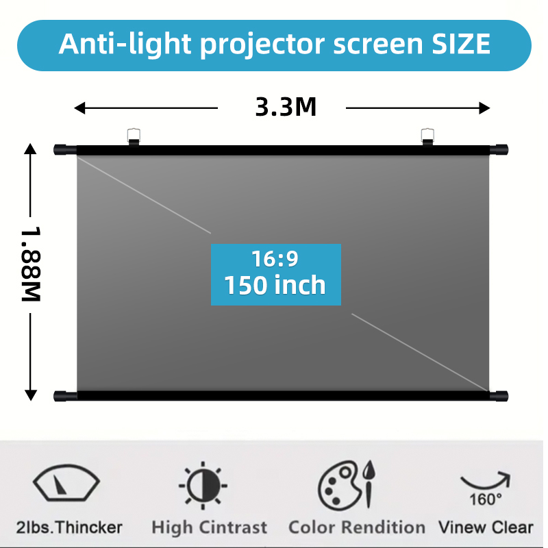 150 Inch 16:9 Anti-Light Proje - Projector Screen 100 Inch 评论和价格